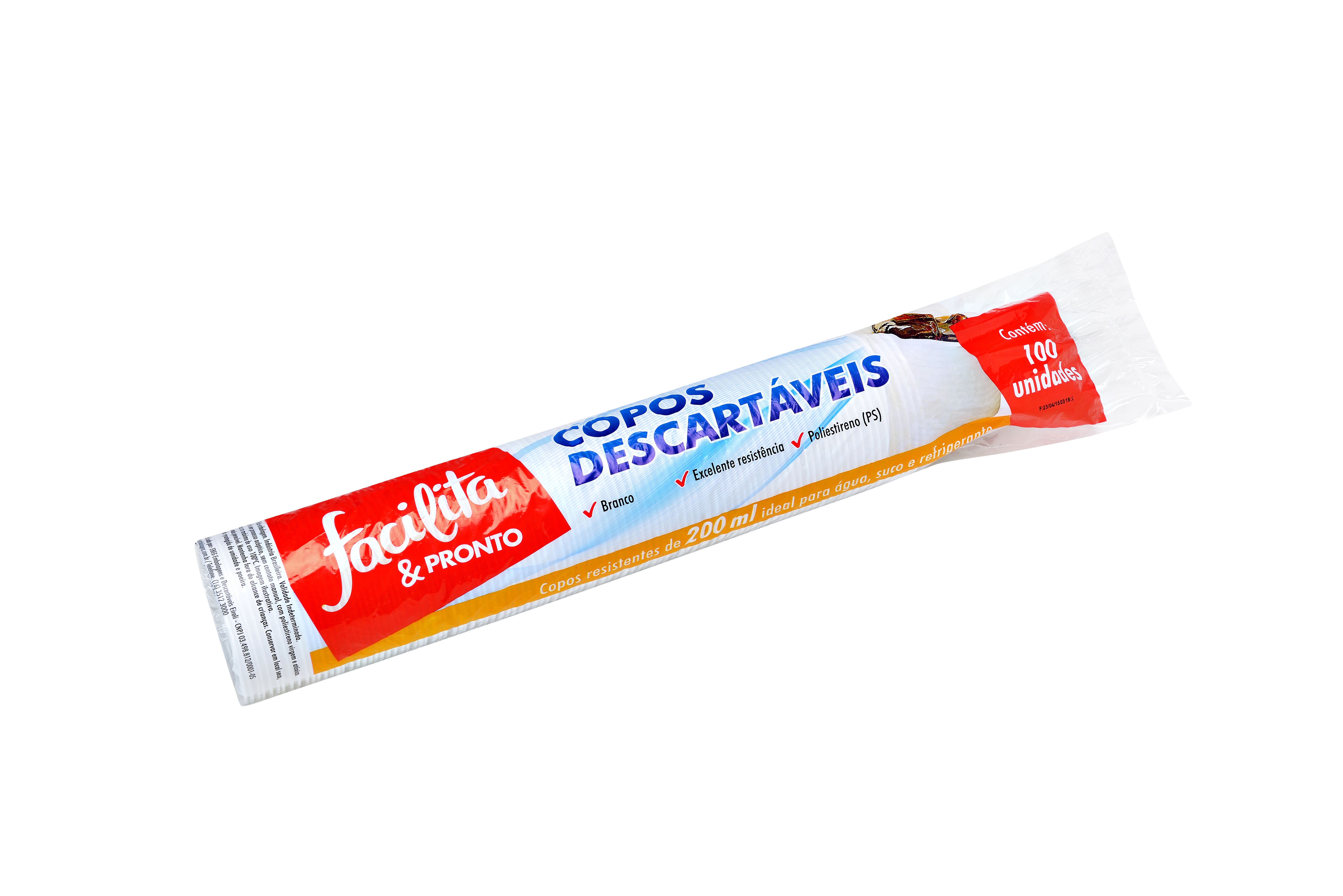 Copo Plast 200Ml Ps Branco
