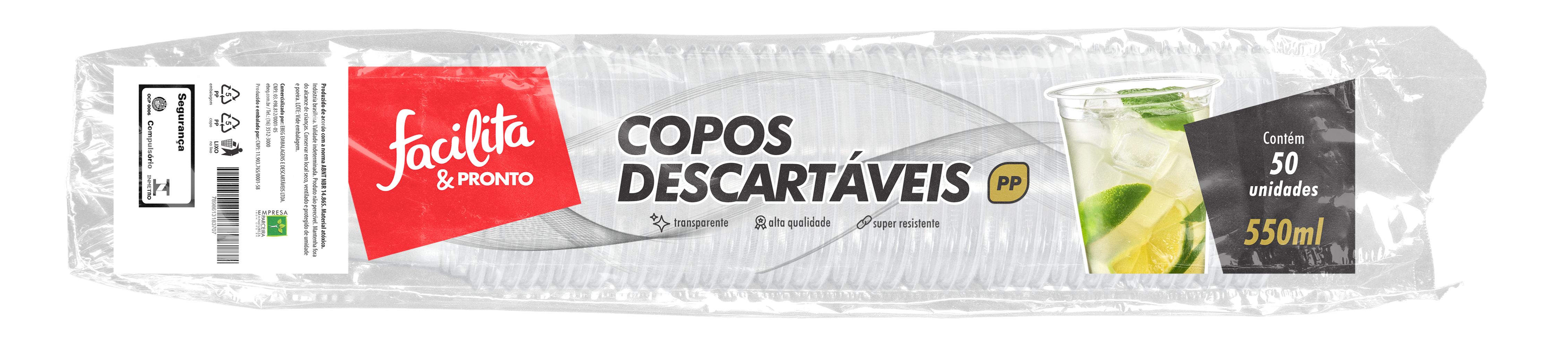 Copo Plast 550Ml Pp Liso Tr